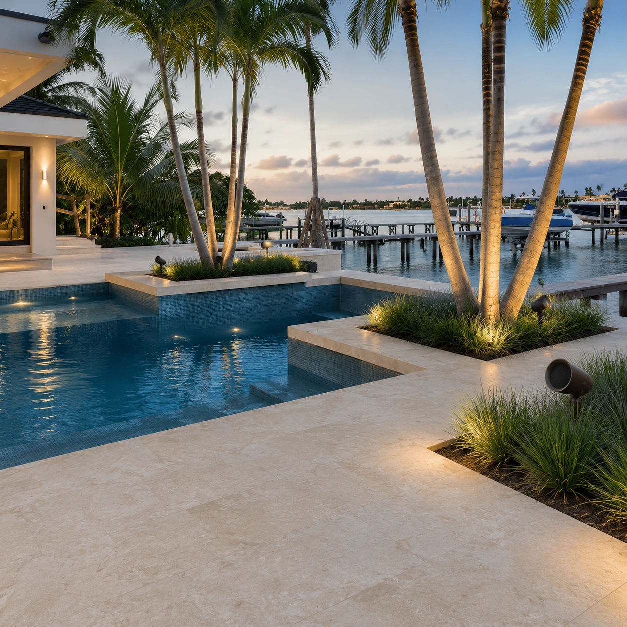 Outdoor sound experience integrated into an elegant exterior living space.