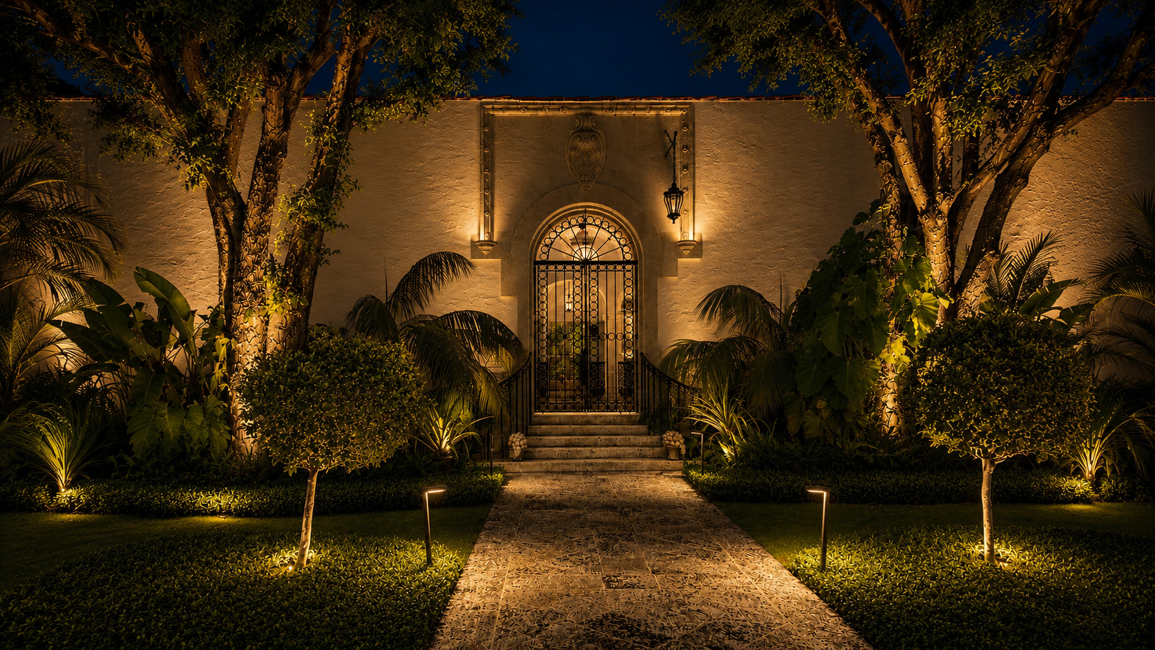 Palm Beach residence with discreet lighting, audio and smart home integration.