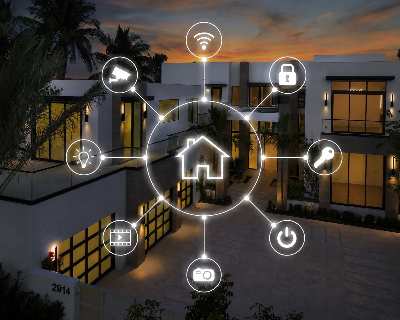 Discreet residential security and access integrated into a refined home.