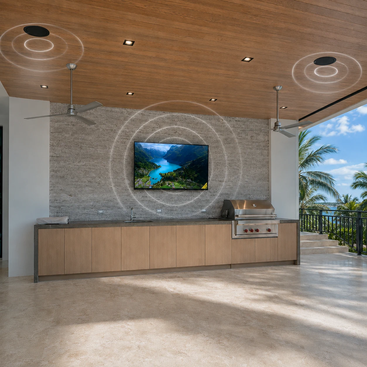 Architectural space prepared for intuitive whole-home music and media experiences.