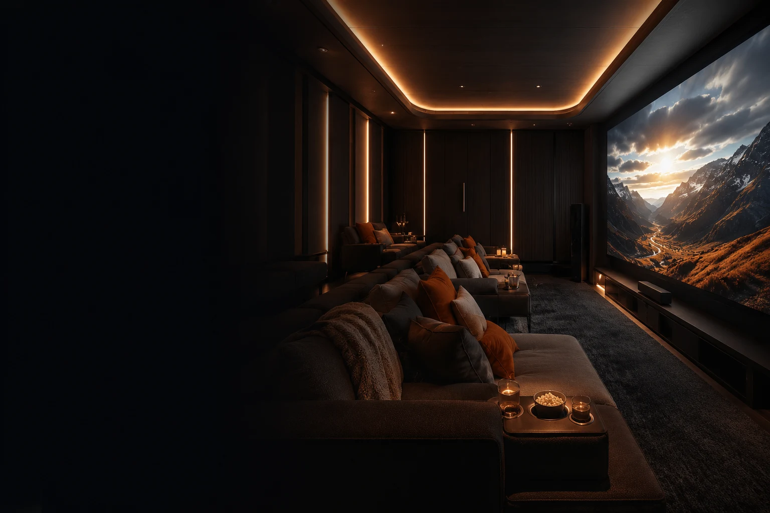 Private entertainment space where architecture, comfort and cinematic experience come together.